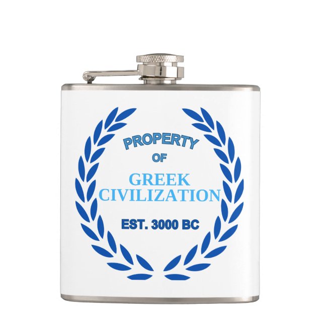 Proud to be Greek -Property of Greek Civilization Hip Flask (Front)