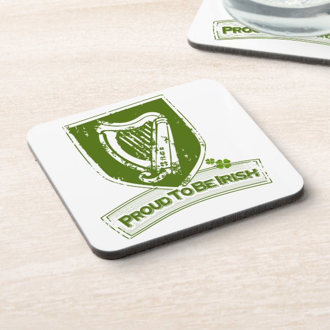 Proud To Be Irish (Harp Grn) Coaster (Left Side)