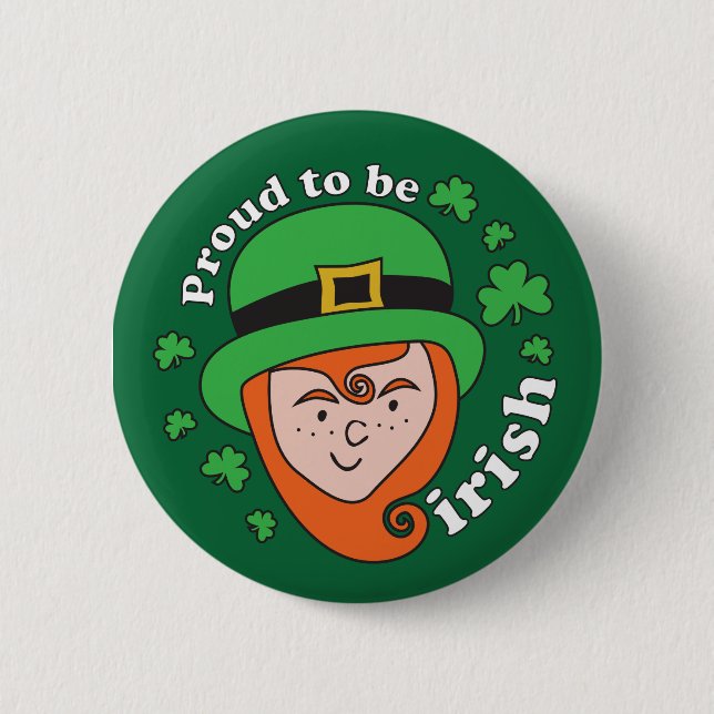 Proud to be Irish - Leprechaun Button (Front)