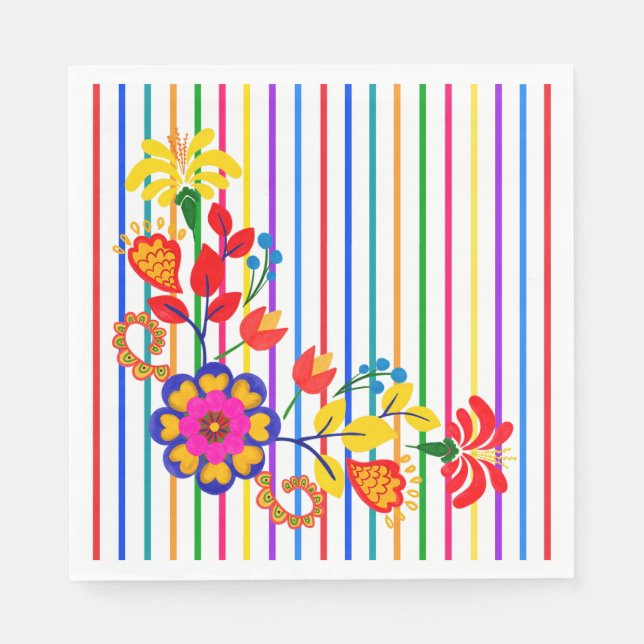 Proud to Be Latino Baby shower | Floral & stripe Napkin (Front)