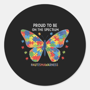 Proud To Be On The Spectrum Autism Puzzle Butterfl Classic Round Sticker