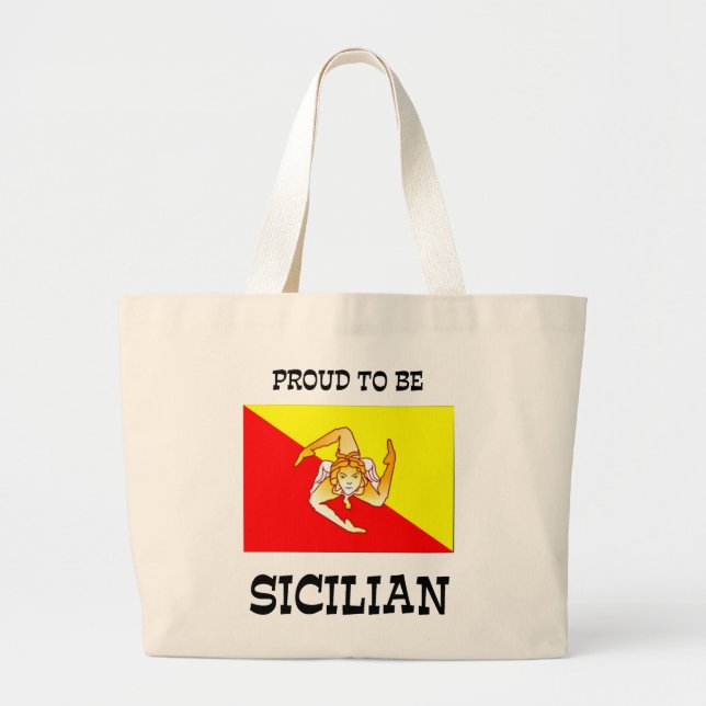 Proud to be Sicilian Large Tote Bag (Front)