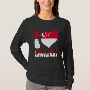 Proud To Be Singaporean I Love Singapore Flag Hear T-Shirt