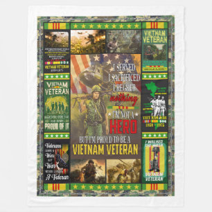 Proud To Be Vietnam Veteran Vintage Retro Art Pict Fleece Blanket