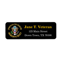 Proud To Have Served Address Labels
