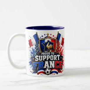 PROUD TO SUPPO Team France 2026 Rooster Soccer Two-Tone Coffee Mug