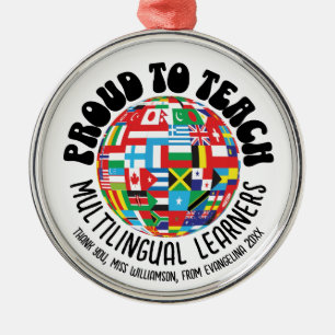 PROUD TO TEACH MULTILINGUAL LEARNERS ESL Teachers Metal Tree Decoration