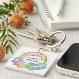 Proud to Who I Am Rainbow Art Self Love Pride Gift Key Ring