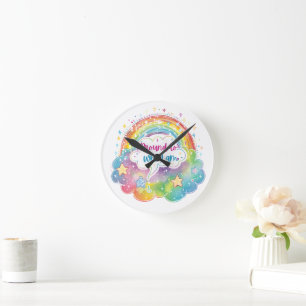Proud to Who I Am Rainbow Art Self Love Pride Gift Round Clock