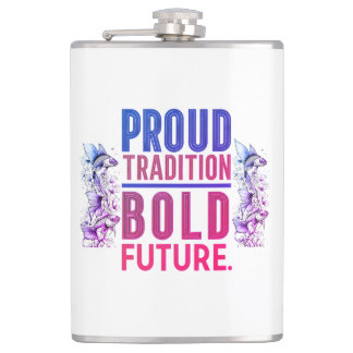 Proud Tradition, Bold Future Fish Border Design -  Hip Flask