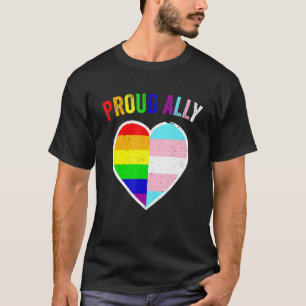 Proud Transgender Ally Lgbt Heart Rainbow Flags Ga T-Shirt