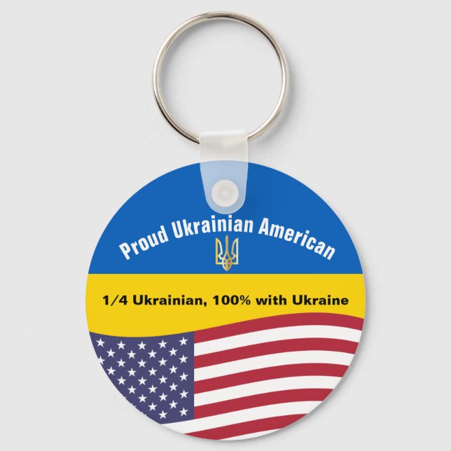 Proud Ukrainian American Stand with Ukraine Key Ring (Front)
