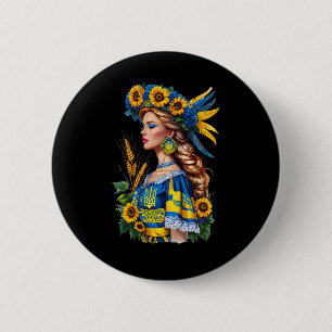 Proud Ukrainian Beauty – Patriotic Ukraine Flag An 6 Cm Round Badge