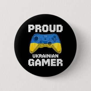 Proud Ukrainian Gamer Ukraine Flag Video Games Pat 6 Cm Round Badge