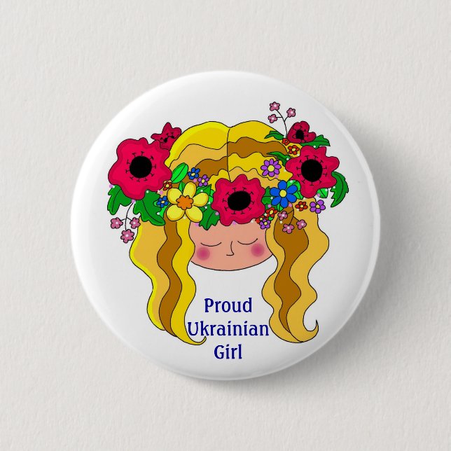 Proud Ukrainian Girl Ukrainian Folk Art 6 Cm Round Badge (Front)