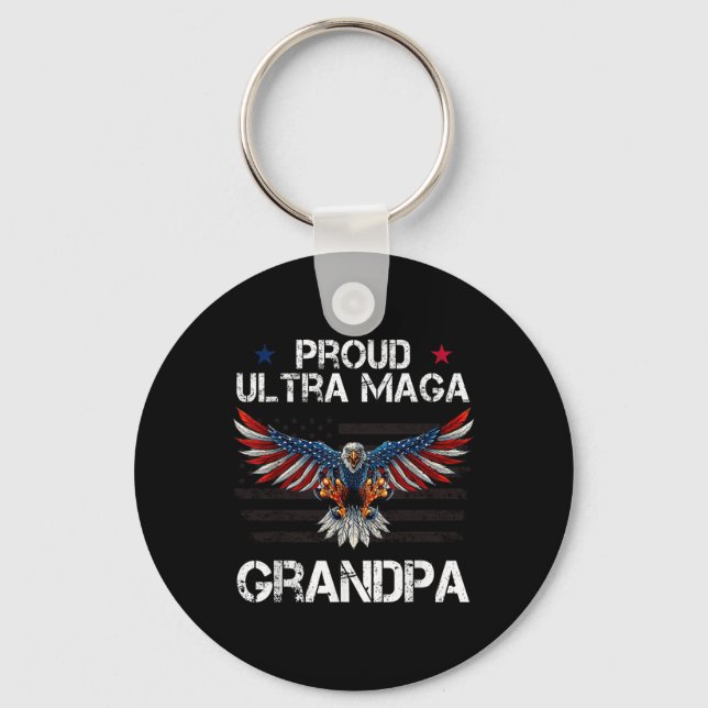 Proud Ultra Grandpa Gifts For Grandpa Eagle Usa Fl Key Ring (Front)