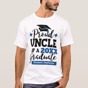 Proud Uncle 2022 graduate black blue tassel name T-Shirt