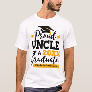 Proud Uncle 2022 graduate black gold cap name T-Shirt
