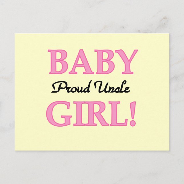 Proud Uncle Baby Girl Tshirts and Gifts Postcard (Front)