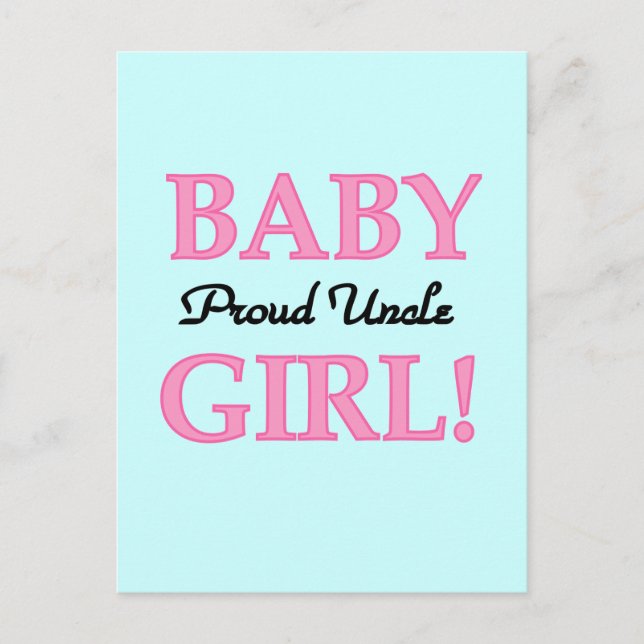 Proud Uncle Baby Girl Tshirts and Gifts Postcard (Front)