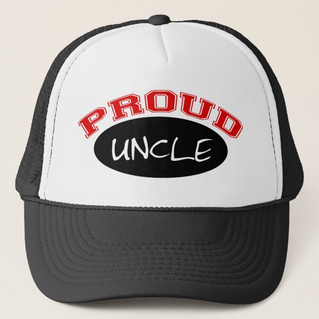 Proud Uncle (Black and Red) Trucker Hat (Front)