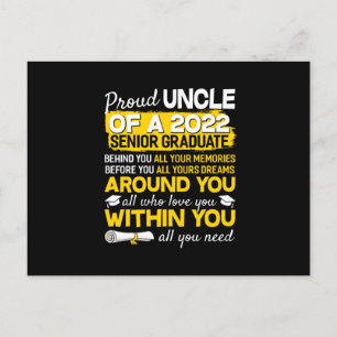 Proud Uncle Of A 2022 Senior Graduate Senior 22 Announcement Postcard