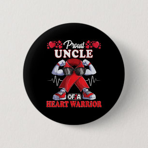 Proud Uncle Of A Heart Warrior Chd Awareness Red R 6 Cm Round Badge