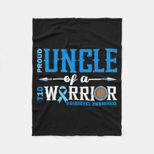 Proud Uncle Of A T1d Warrior Diabetes Awareness Ri Fleece Blanket
