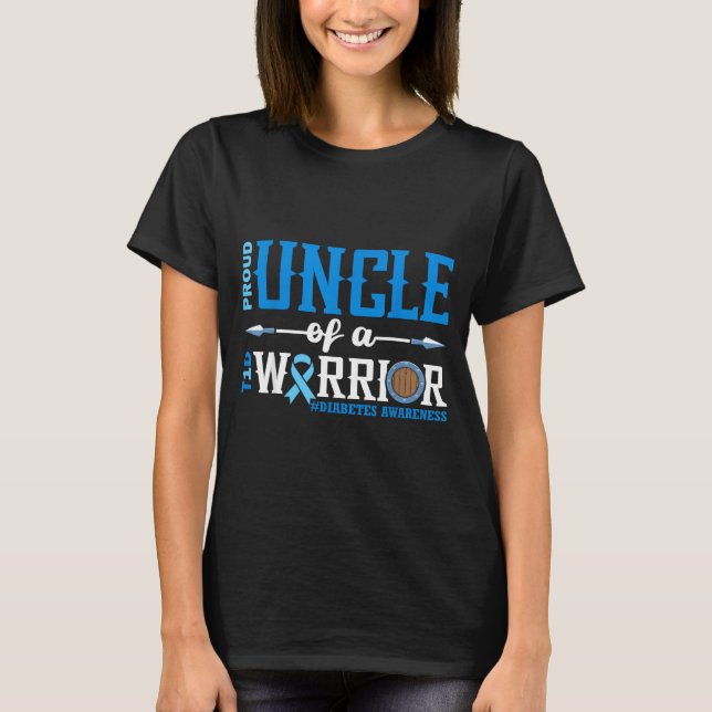Proud Uncle Of A T1d Warrior Diabetes Awareness Ri T-Shirt (Front)