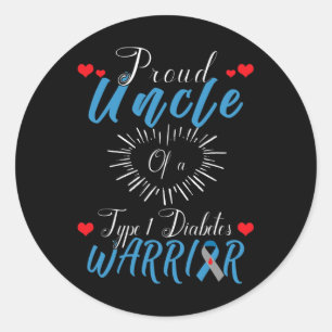 Proud Uncle Of A Type 1 Diabetes Warrior Awareness Classic Round Sticker