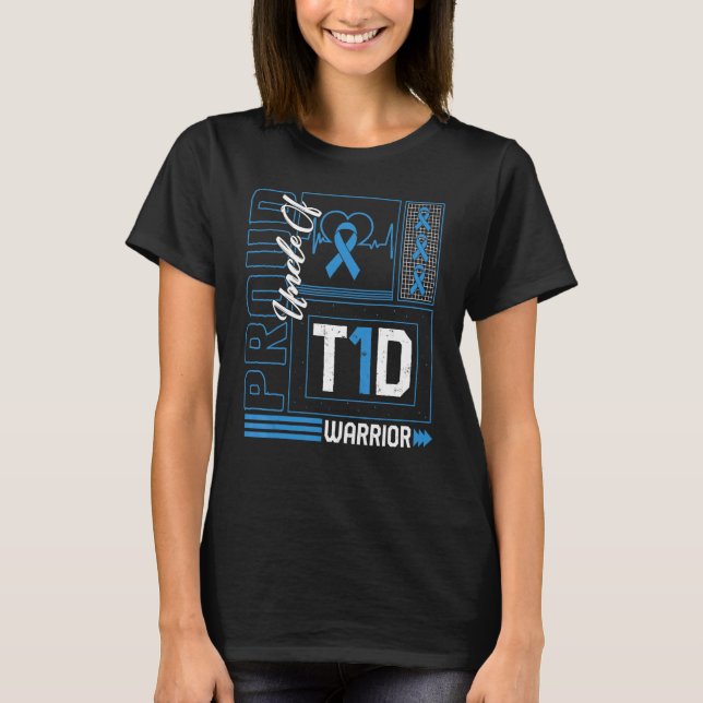 Proud Uncle Of T1d Warrior Ribbon Diabetes Awarene T-Shirt (Front)