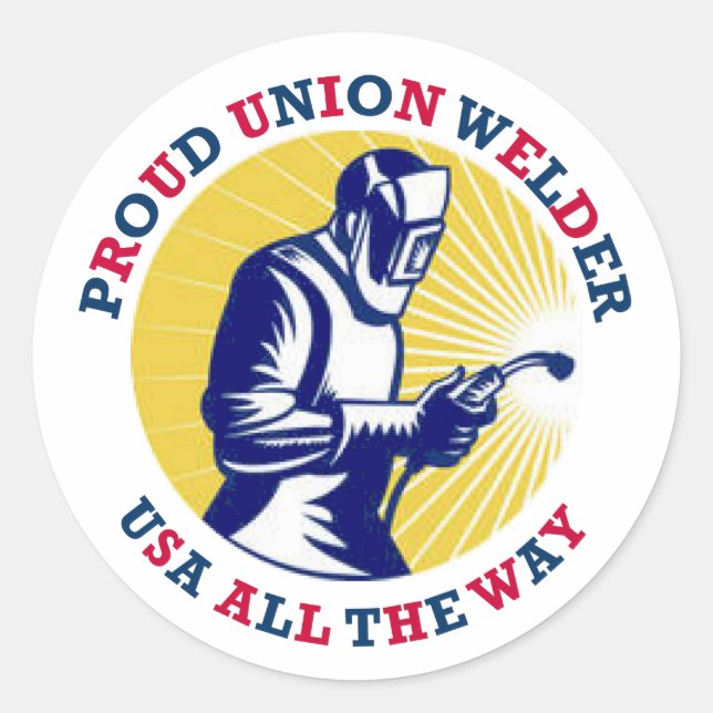 Proud Union Welder USA Classic Round Sticker (Front)