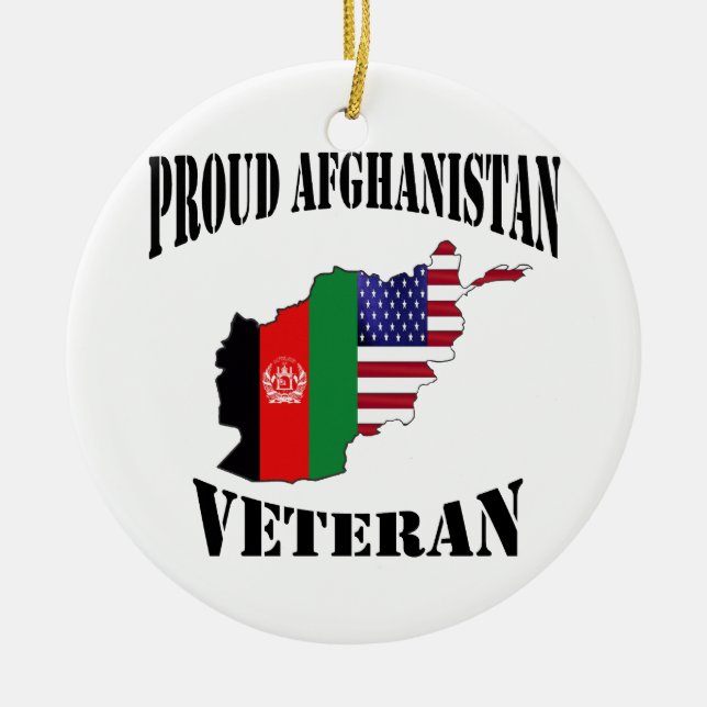 Proud US Afghanistan Veteran Ceramic Tree Decoration (Front)