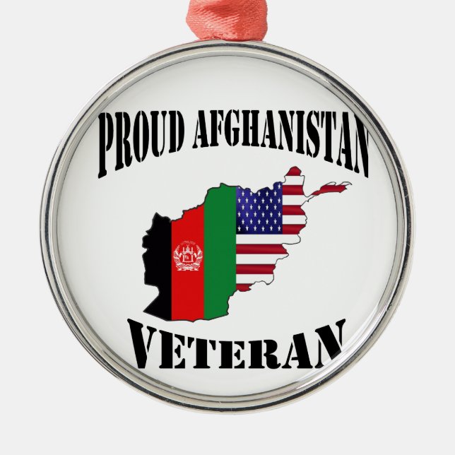 Proud US Afghanistan Veteran Metal Tree Decoration (Front)