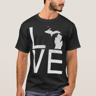 Proud USA Fan State Michigan LOVE Map Michigan  T-Shirt