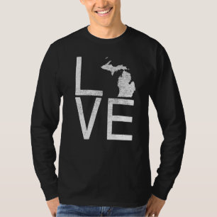 Proud Usa Fan State Michigan Love Map Michigan T-Shirt