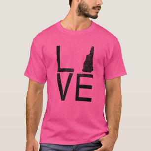 Proud Usa Fan State New Hampshire Love Map New Ha T-Shirt
