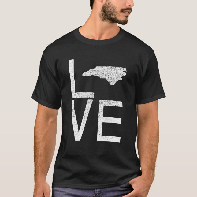 Proud Usa Fan State  North Carolina Love Map North T-Shirt (Front)