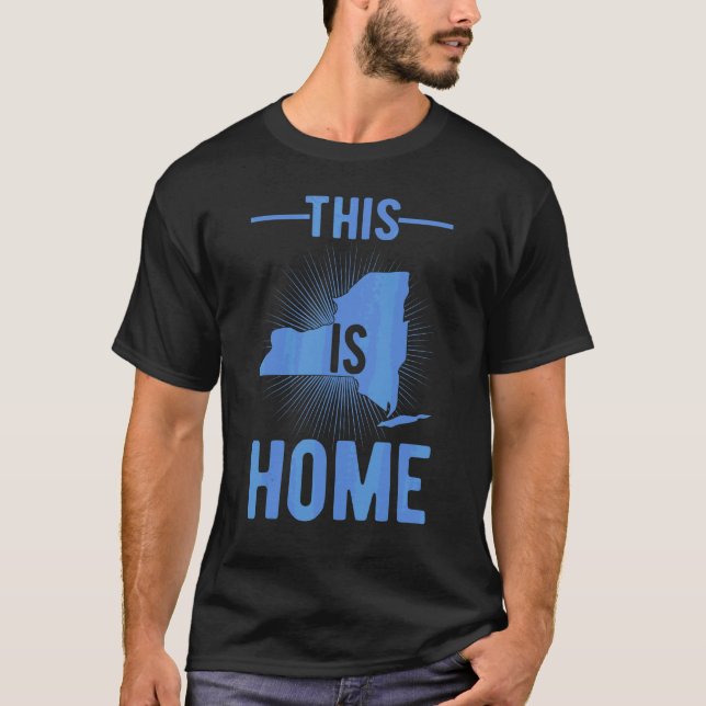 Proud Usa Fan State  This Is Home Map New York T-Shirt (Front)