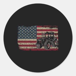 Proud Usa Farmer Shirt Men Women Farm Tractors Usa Classic Round Sticker