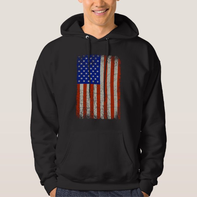 Proud USA Flag Vintage Design Hoodie (Front)