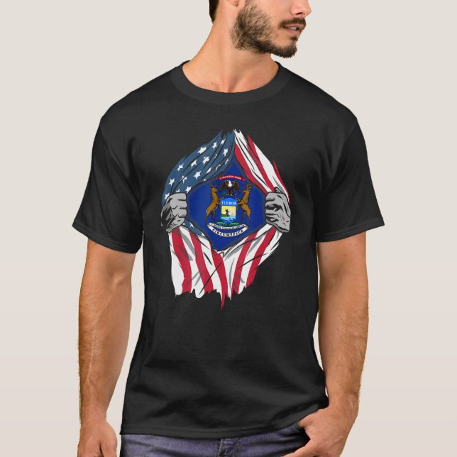 Proud Usa Home Country Patriotic Home State Flag M T-Shirt (Front)