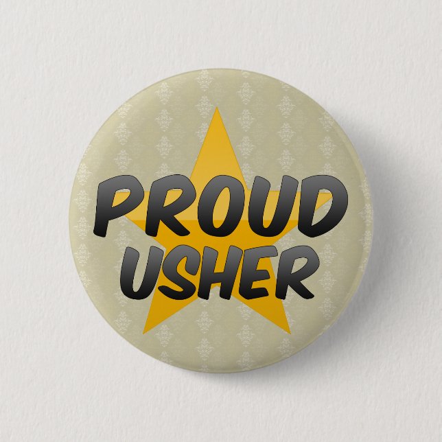 Proud Usher 6 Cm Round Badge (Front)