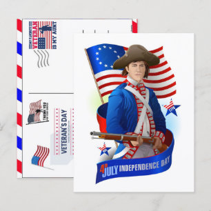 Proud Veteran 250 Years America 1776 2026 Holiday Postcard