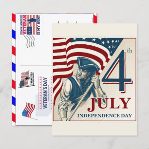Proud Veteran 250 Years America 1776 2026 Holiday Postcard