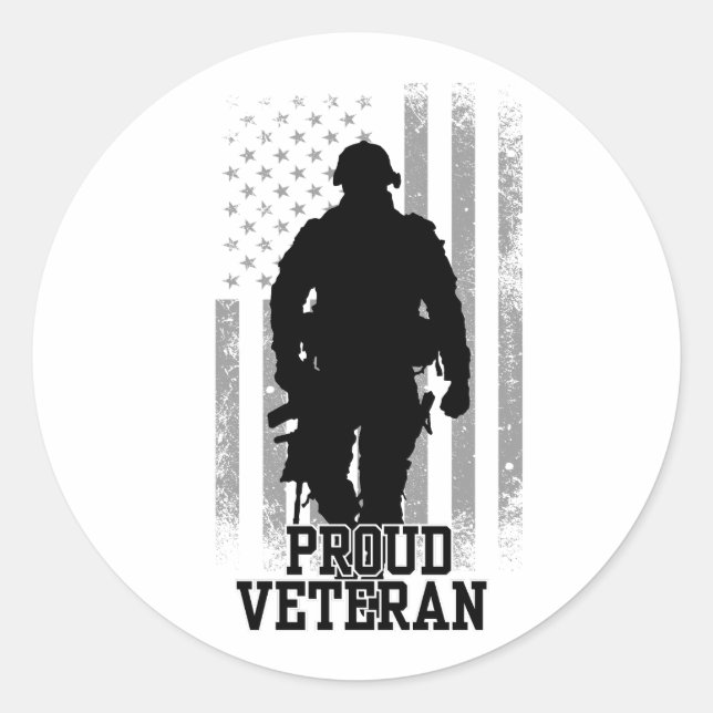 Proud Veteran Classic Round Sticker (Front)