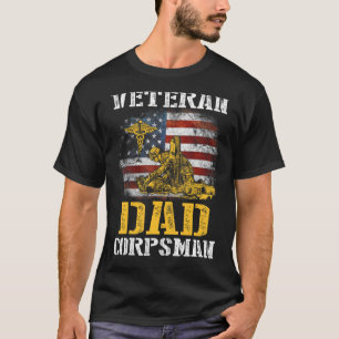 Proud Veteran Dad Corpsman Flag Vintage 4th Of Ju T-Shirt