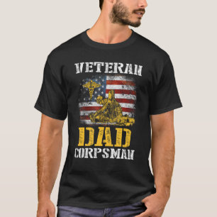 Proud Veteran Dad Corpsman Flag Vintage 4th Of Ju T-Shirt