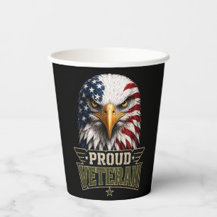 Proud Veteran Eagle – Memorial Day American Flag Paper Cups
