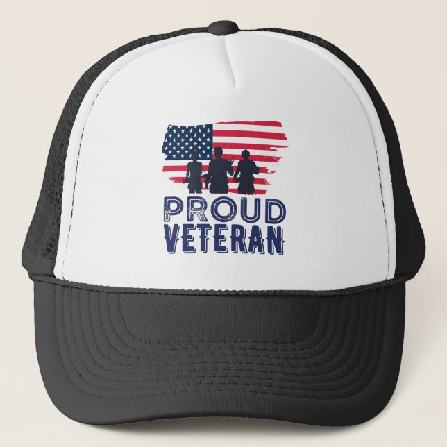 Proud Veteran Trucker Hat (Front)